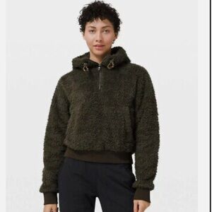 Lululemon Oh So Sherpa Half Zip Hoodie Jacket Dark Olive